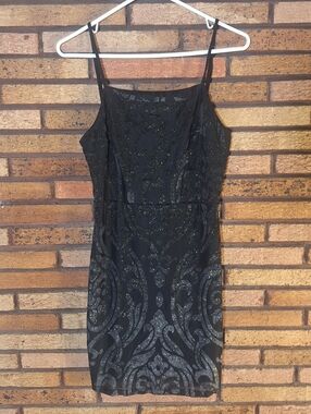 Lulus Medium Black True Desire Sparkly Tie-Back Bodycon Mini Dress